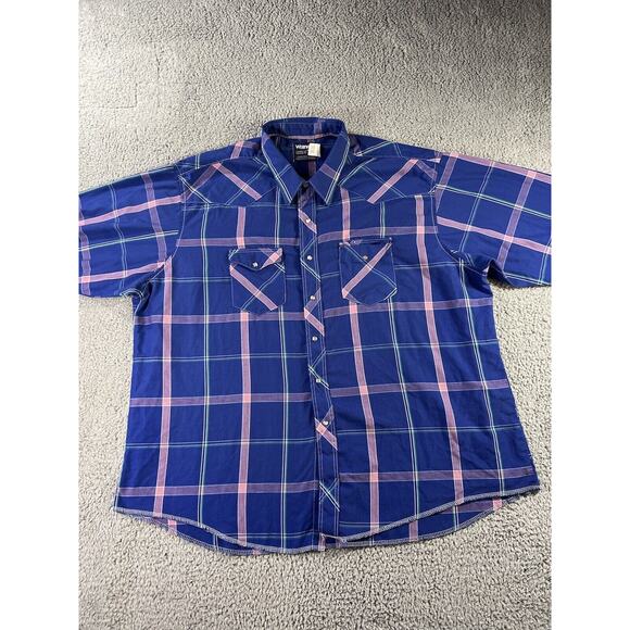 Vintage Wrangler Pearl Snap Shirt Men 3XL Long Tails Cowboy Cut‎ Western - Picture 1 of 15